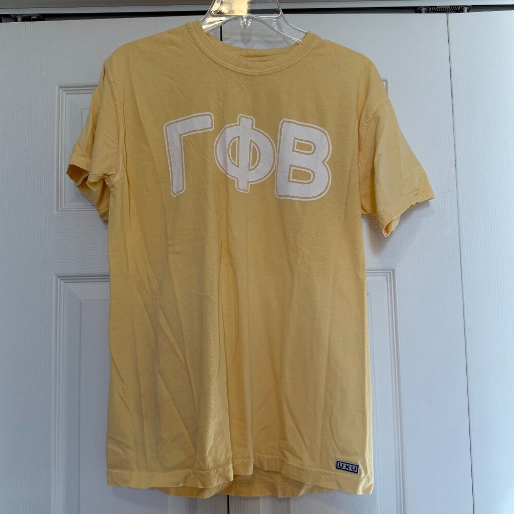 Gamma Phi Beta Letter Short Sleeve Shirt Medium Yellow Comfort Colors